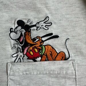 Vintage Disney Store Embroidered Pluto Licking Mickey Mouse Long Sleeve Shirt L